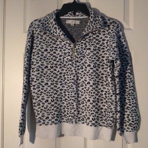 LOFT Cheetah Print 1/4 Zip Sweater - Size X-SMALL